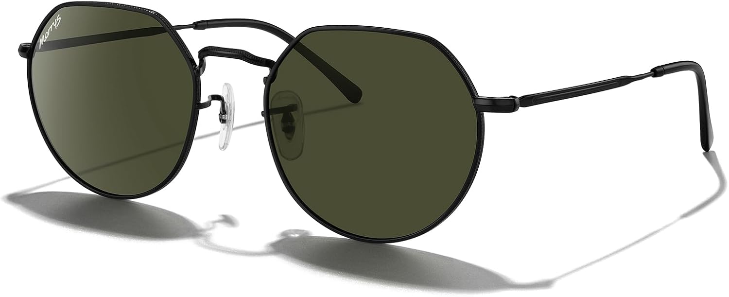 

Круглые многоугольные металлические поляризованные солнцезащитные очки MERRY для женщин и мужчин, в стиле ретро, ​​классика и винтаж, модель S6565 MERRY'S, Black Frame/G15 Lens