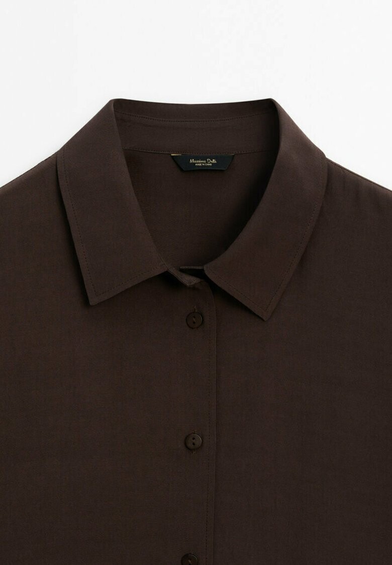 

Рубашка Flowing Short Sleeve Massimo Dutti, темно-коричневая