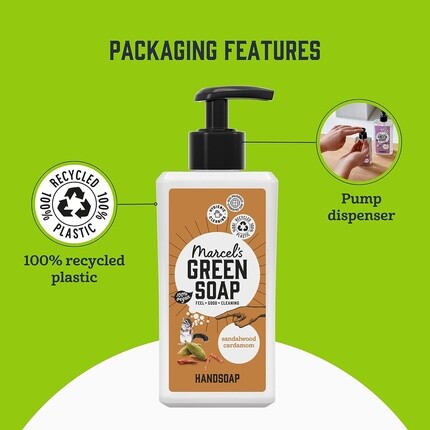 Мыло для рук «Сандал и кардамон», дозатор для мытья рук, 250 мл, Marcel'S Green Soap — фото 3