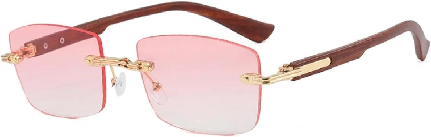 

Солнцезащитные очки с защитой UV400 | Маленькие безободковые очки с прозрачными линзами Ocean Gradient | для женщин и мужчин, для занятий спортом на открытом воздухе и вождения DSVIGF, Gold-pink