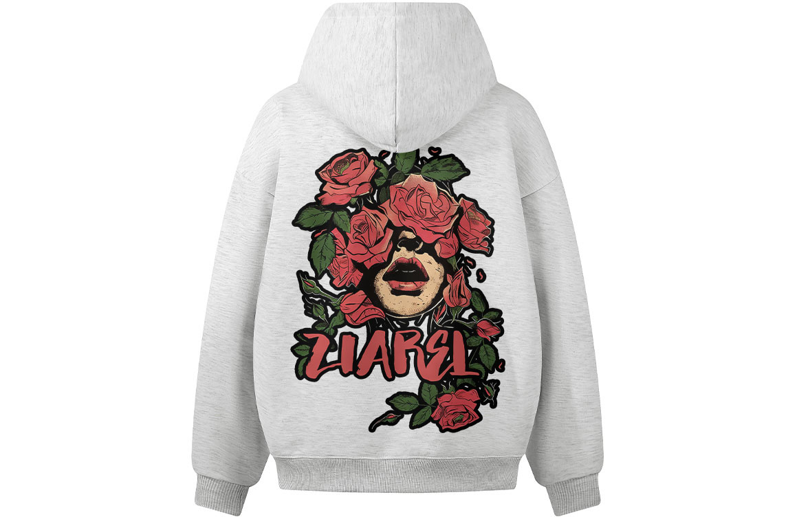 

Толстовка Unisex Hooded Moderate Heavyweight ZIAREL, белый heather серый