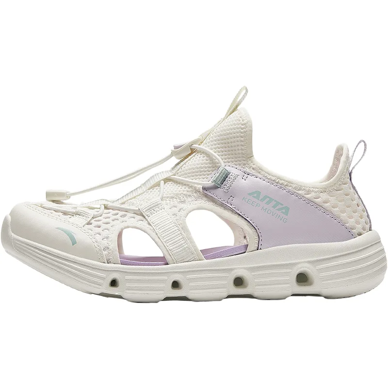 Antakids Детские сандалии low top бело-фиолетовые антискользящие, дышащие, быстросохнущие, легкие, с амортизацией