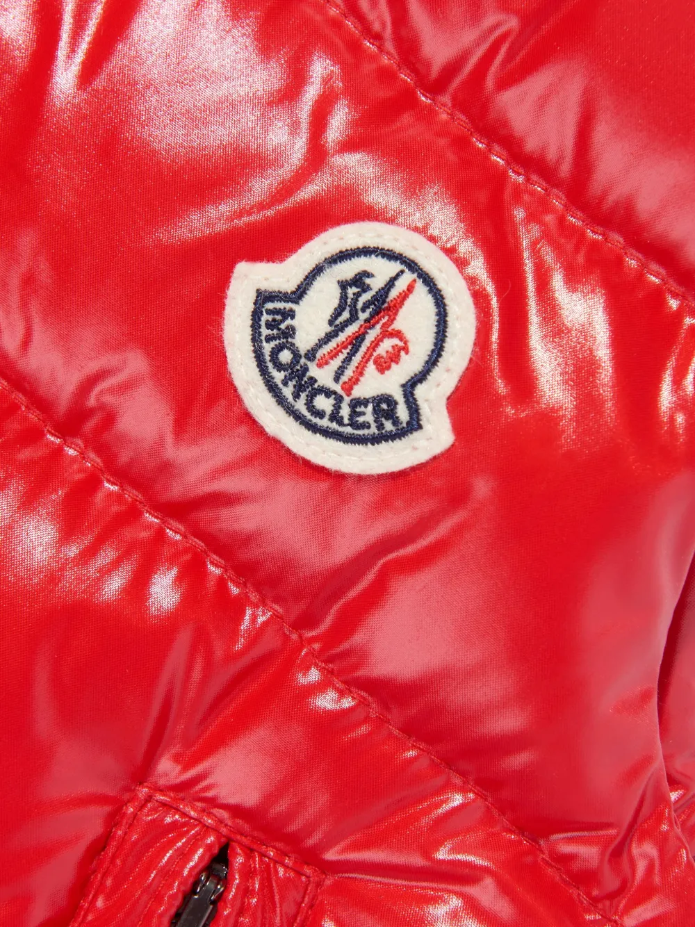 Стеганый жилет с нашивкой-логотипом Moncler Enfant, красный — фото 4