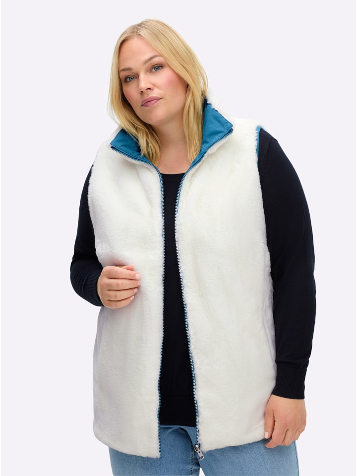 

Sheego Двусторонний жилет цвета топаз-экрю