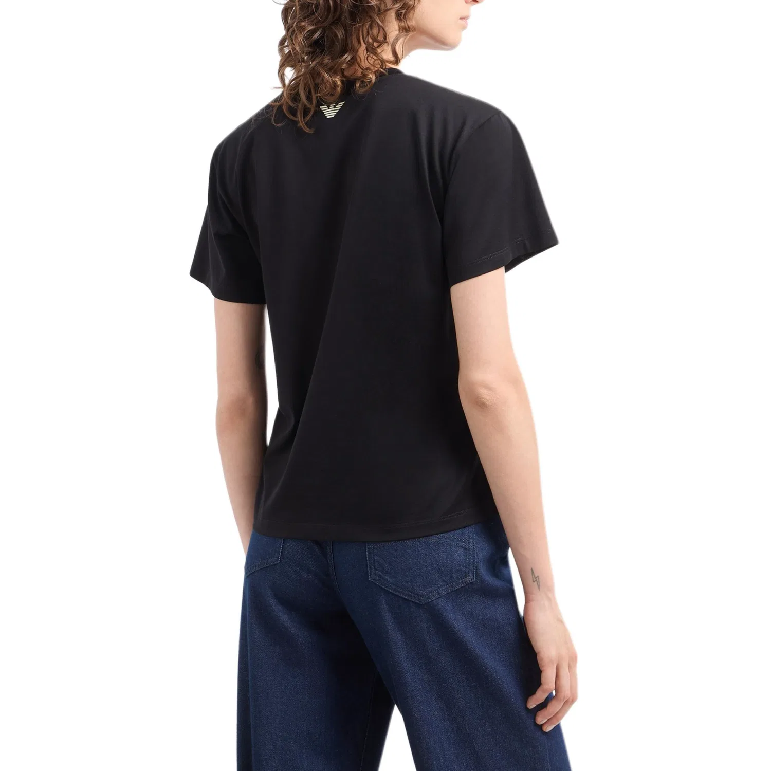 Футболка женская SS25 Logo Print с круглым вырезом и коротким рукавом, Black EMPORIO ARMANI — фото 3