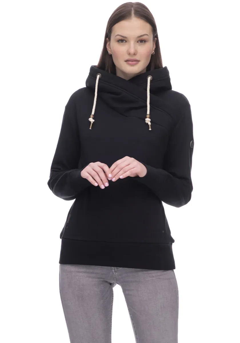 

Толстовка Ragwear с капюшоном "HAPPENN", высоким шалевым воротником и капюшоном на кулиске, черный