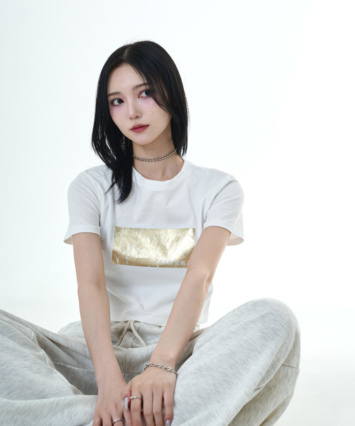 

Футболка с коротким рукавом, принт "DAESE TOKYO" с медведем и серебристой фольгой