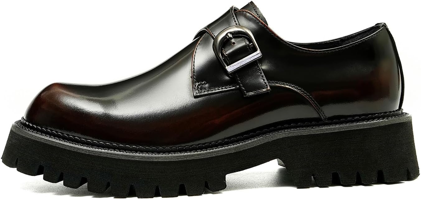 Мужские лоферы Santimon Loafers, формальные лакированные с пряжкой, модные лоферы для смокинга, свадьбы и делового стиля, повседневные мокасины, удобная обувь с толстой подошвой для ходьбы, Coffee — фото 2