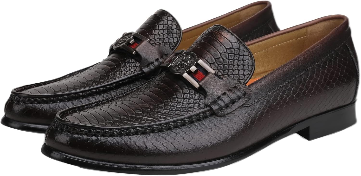 

Мужские лоферы Мужские лоферы из крокодиловой кожи с монетным ремешком Черные и кофейные туфли на вечеринку без шнурков с металлической пряжкой для бизнеса, свадеб, вечеринок и повседневных событий Generic