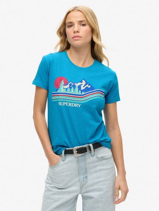 

Уличная графическая футболка из органического хлопка Superdry, цвет Azure Teal