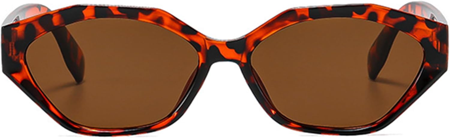 

bullabulling Модные солнцезащитные очки Polygon Cat Eye для женщин, ретро-очки с леопардовым принтом, маленькие солнцезащитные очки UV400 для мужчин, трендовые солнцезащитные очки, Leopard Tea