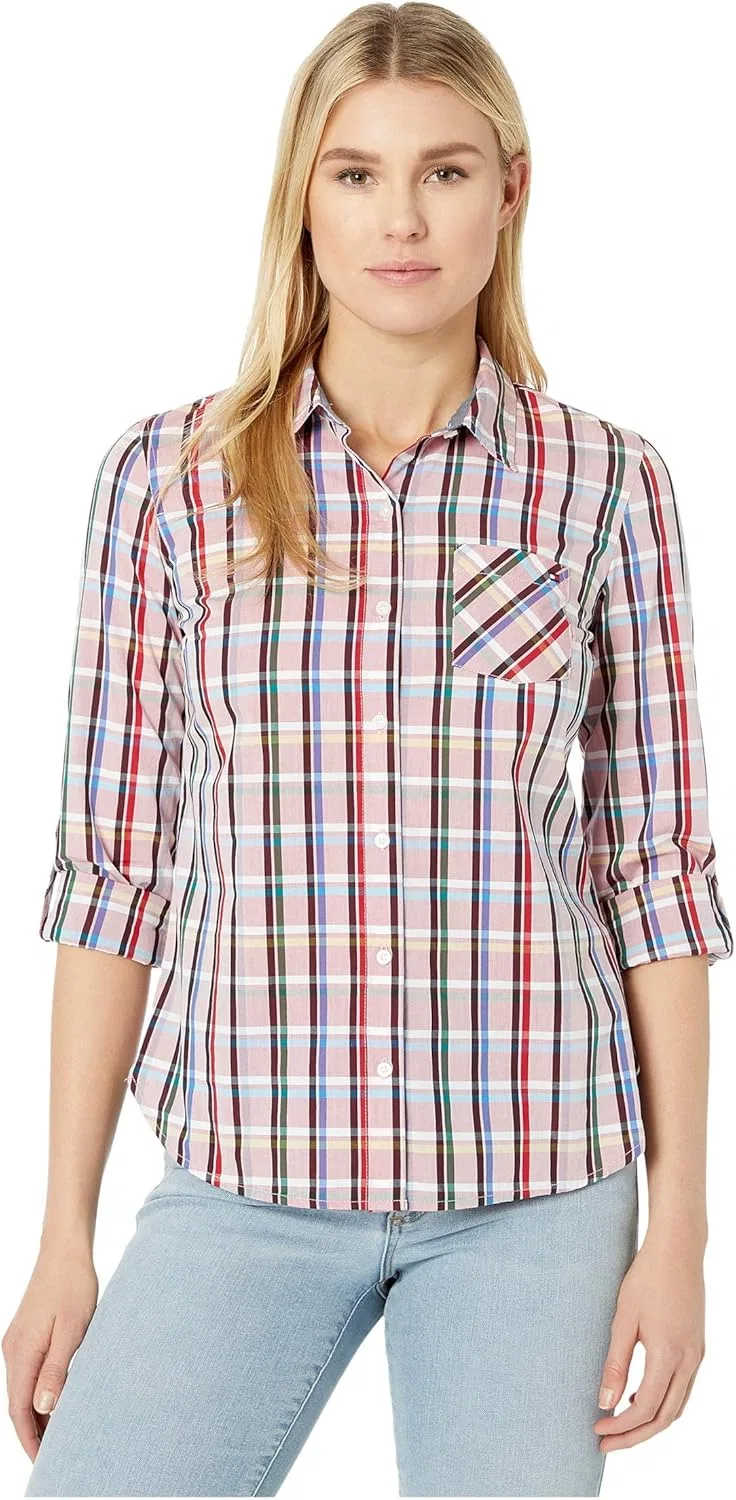 Блуза на пуговицах, полоска, Tommy Hilfiger, хаки мультиколор — фото 4