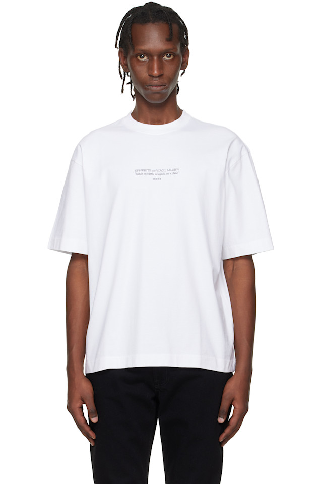 

Off-White Белая футболка для скейтбординга с надписью