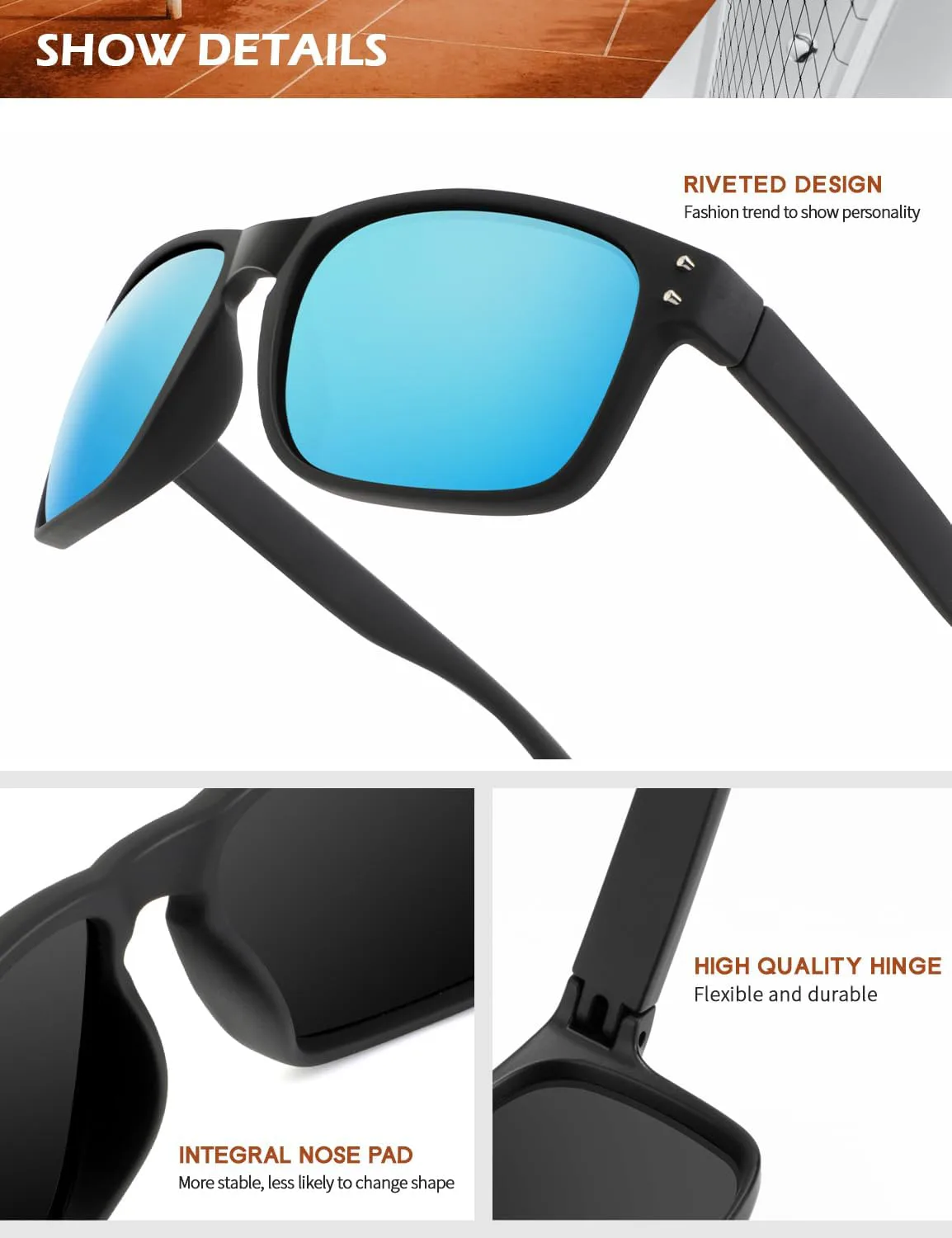 

Поляризованные солнцезащитные очки KALIYADI для мужчин и женщин в винтажном стиле, подходят для рыбалки, бега, вождения и защиты от УФ-излучения, (2 Pack) Grey/Blue