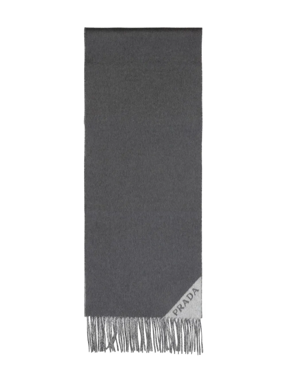 

Шарф с бахромой и логотипом Prada, серый