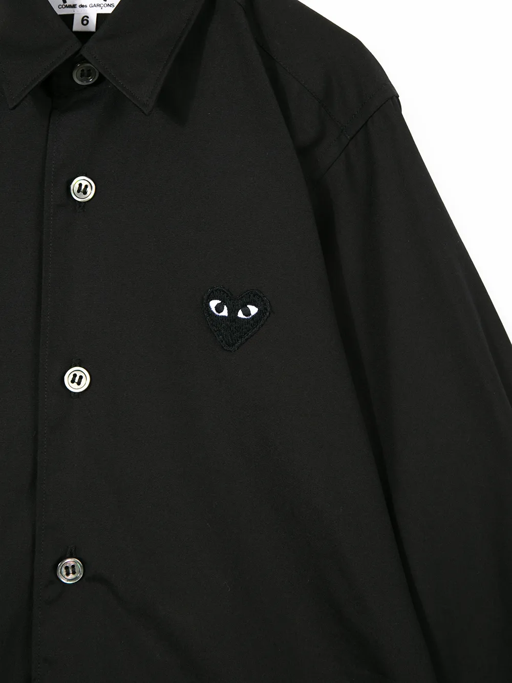 Рубашка с вышитым логотипом Comme Des Garçons Play Kids, черный — фото 3