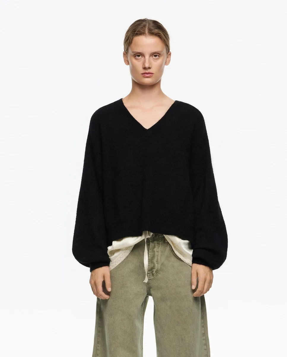 

Женский джемпер из мохера с V-образным вырезом Bimba y Lola, черный