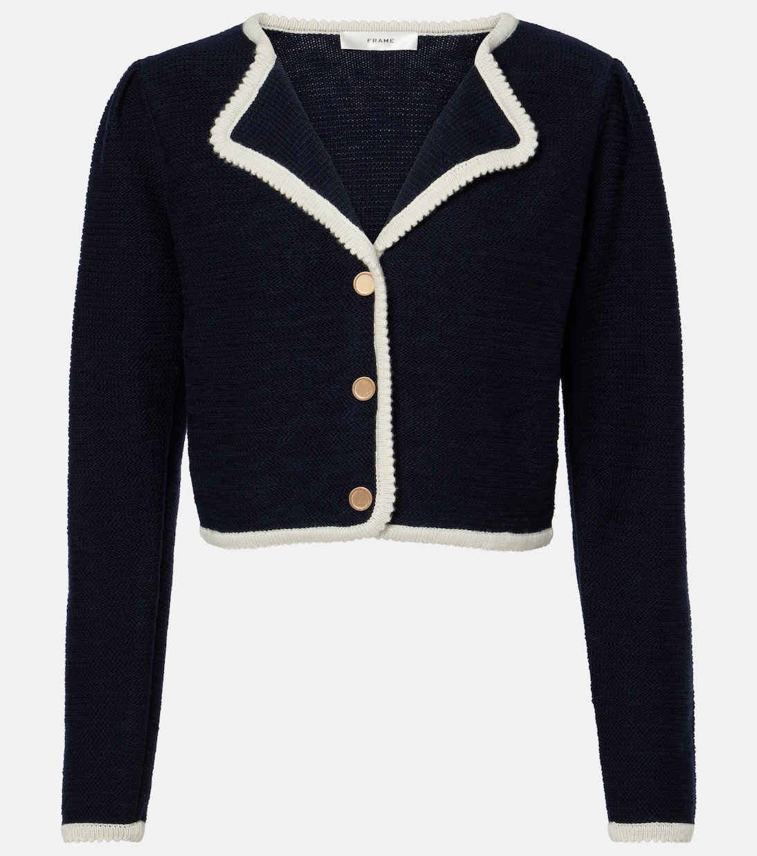 

Вязаный топ Corded Cardi из шерсти и хлопка Frame, черный