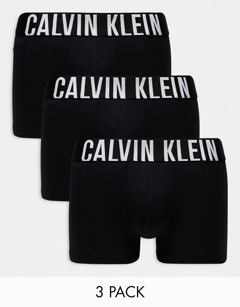 Набор из 3 черных хлопковых эластичных плавок Calvin Klein Intens Power Power