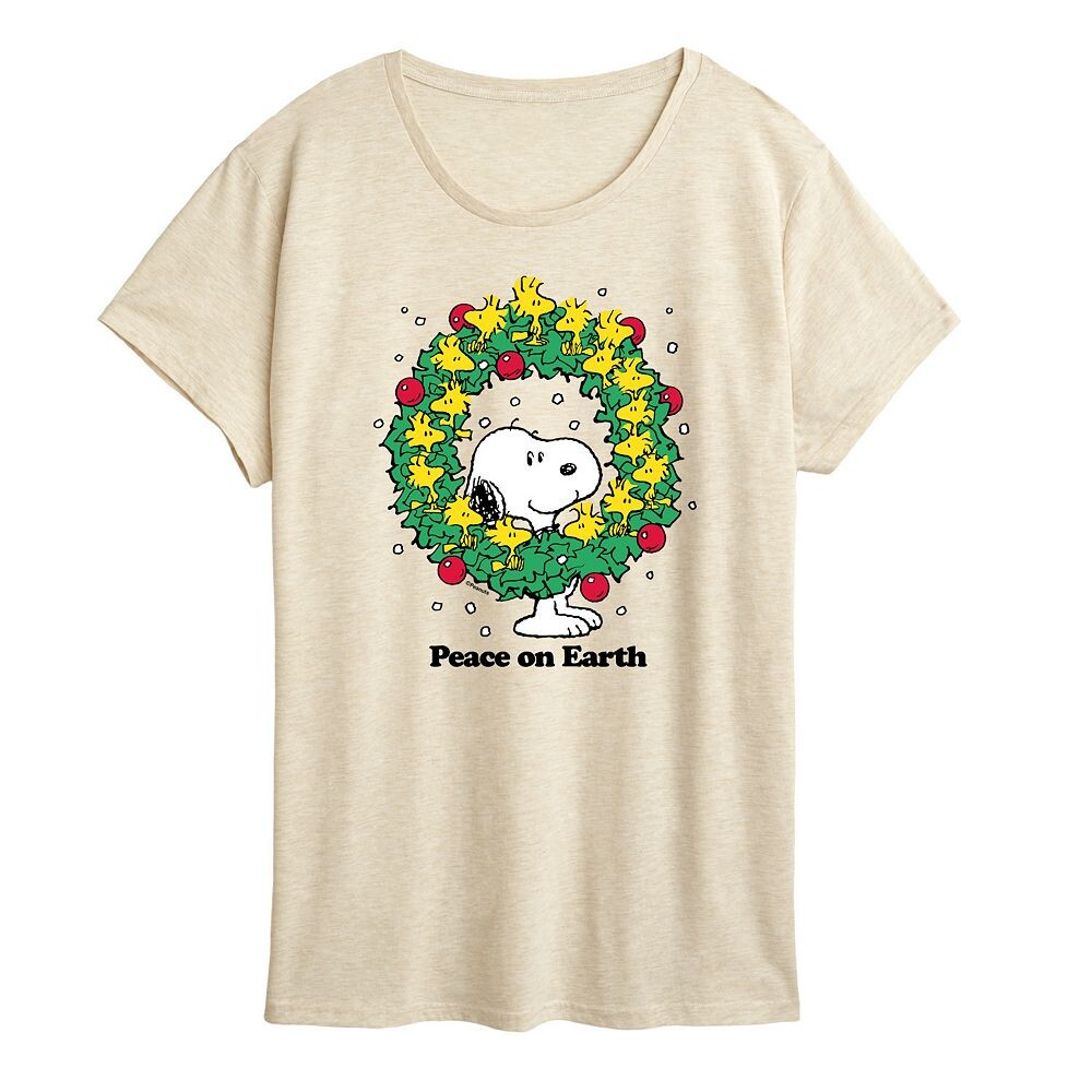 

Женская футболка с рисунком «Арахис» Peace On Earth Licensed Character, бежевый