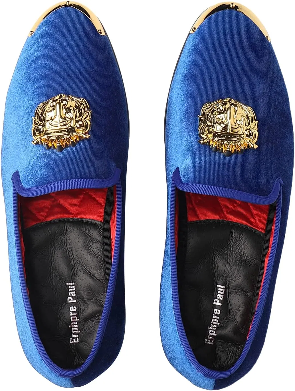 Лоферы вельветовые Men's Loafers Velvet Gold Buckle Party Prom Shoes, синий Erphpre Paul — фото 4