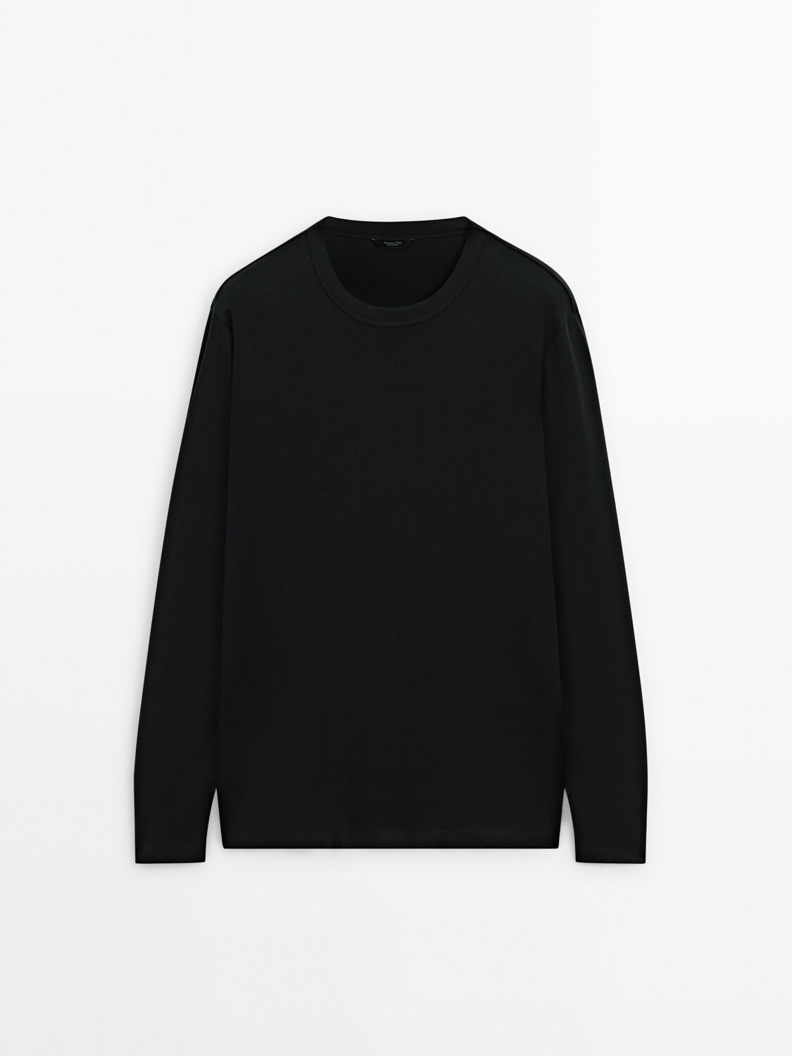 

Футболка с длинным рукавом из хлопковой смеси Massimo Dutti, черный
