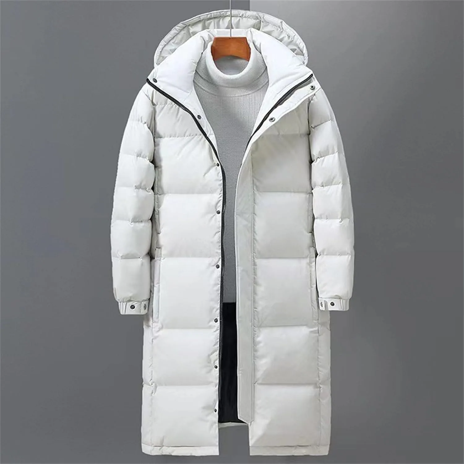 Мужская зимняя куртка длинная пуховик Waterproof Ski Parka утепленная верхняя одежда с капюшоном для катания на лыжах Generic, белый — фото 4