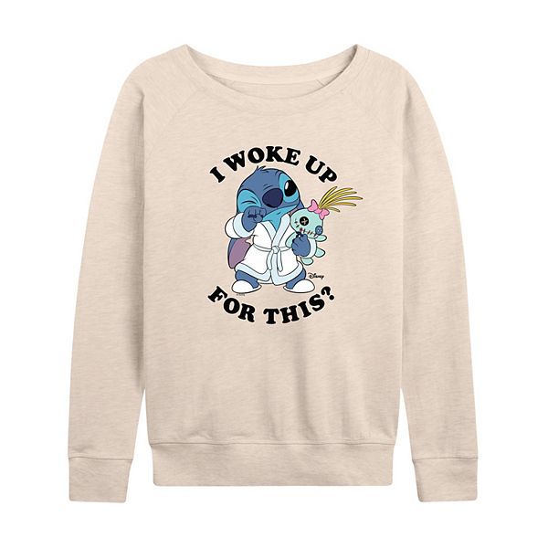 

Женская футболка с длинным рукавом Lilo & Stitch I Woke Up For This из французского флиса Disney, Beige