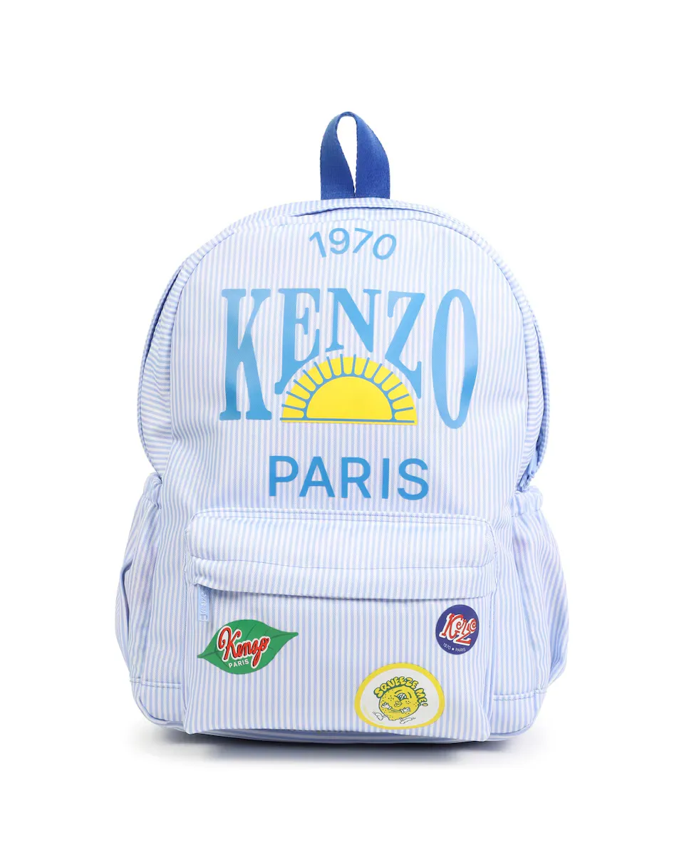 

Полосатый рюкзак с передним карманом Kenzo Kids, синий