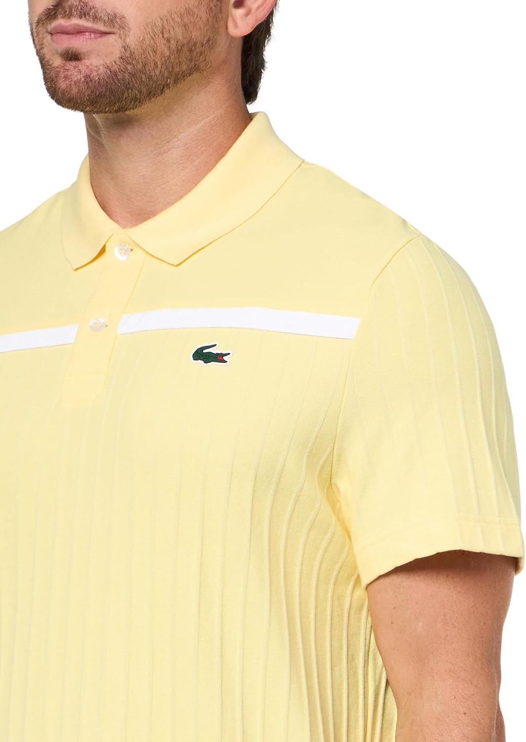 Мужская теннисная поло Lacoste Sport Ultra Dry с акцентным значком, Yellow/White — фото 3