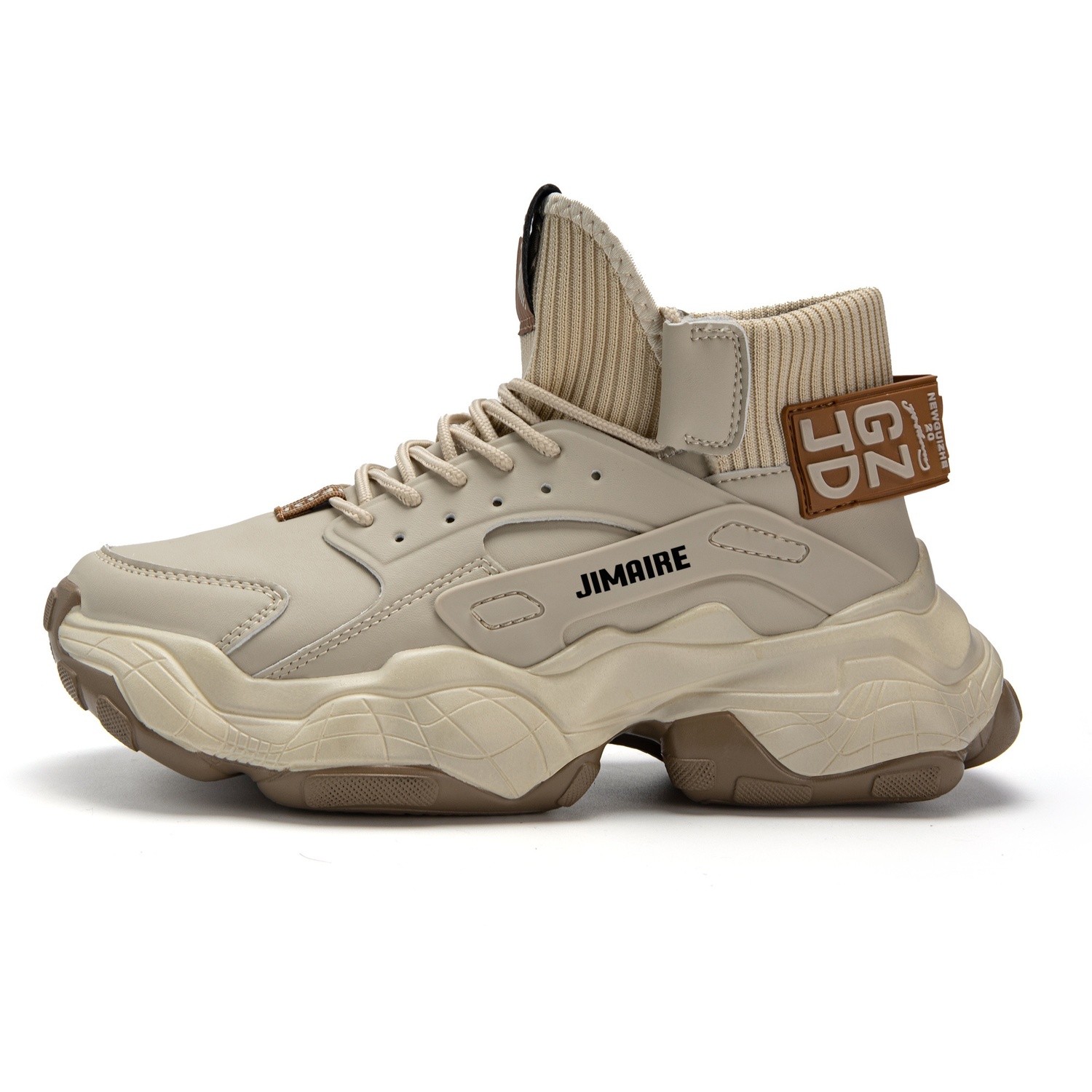 

Скользостойкие устойчивые к истиранию кроссовки Mid top Chunky мужские King Jinmai, бежевый