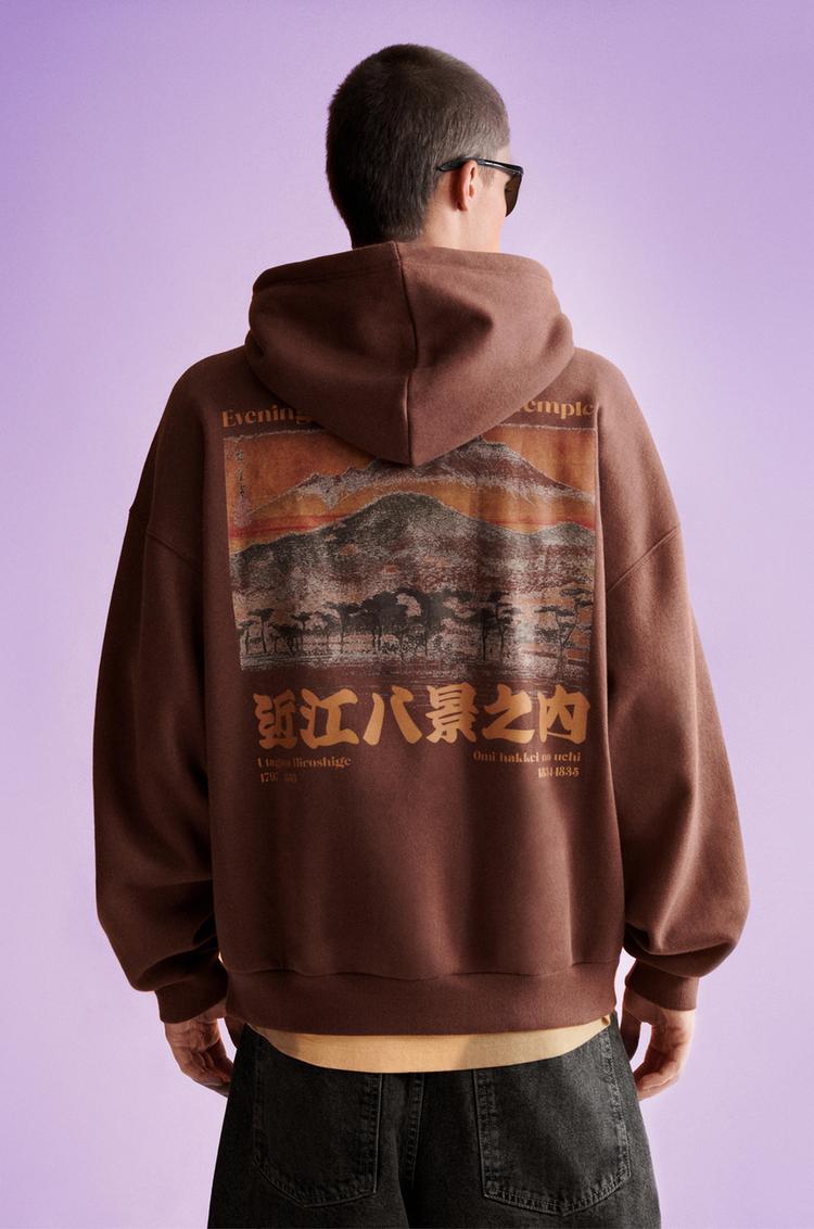 

Толстовка Хиросигэ Pull And Bear, коричневый