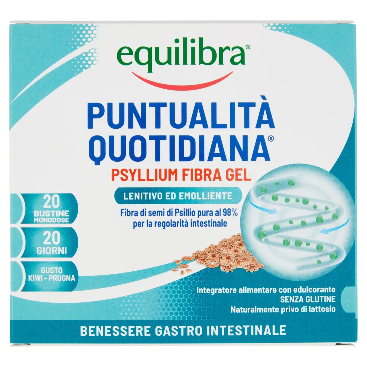 

Equilibra Psyllium Fiber Gel со вкусом киви и сливы, 20 пакетиков Хорошее самочувствие и регулярность кишечного транзита