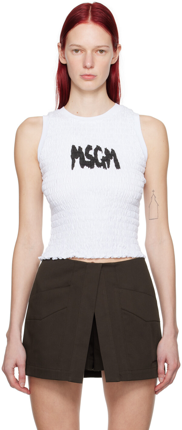 

Белая майка со сборками MSGM