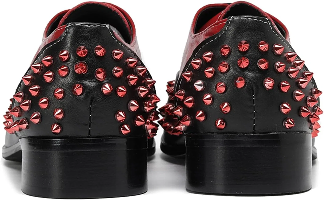 Туфли Shoes Men Studded Shoes Business Leather Shoes Personality Breathable Casual Fashion Shoes for Party Casual Wedding HGTREDPK, 2-Red — фото 4