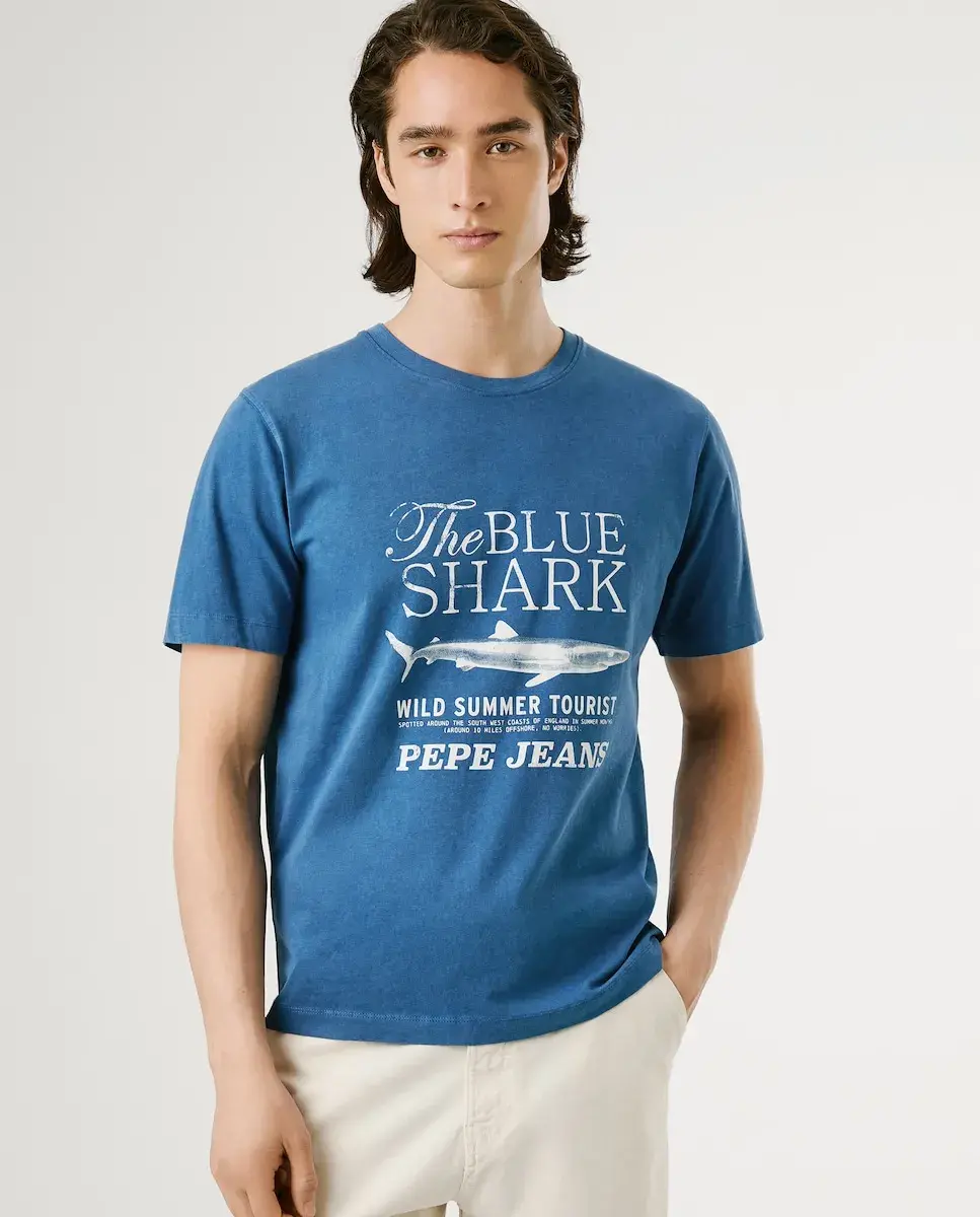 

Футболка мужская с коротким рукавом и печатным графиком Pepe Jeans, синий