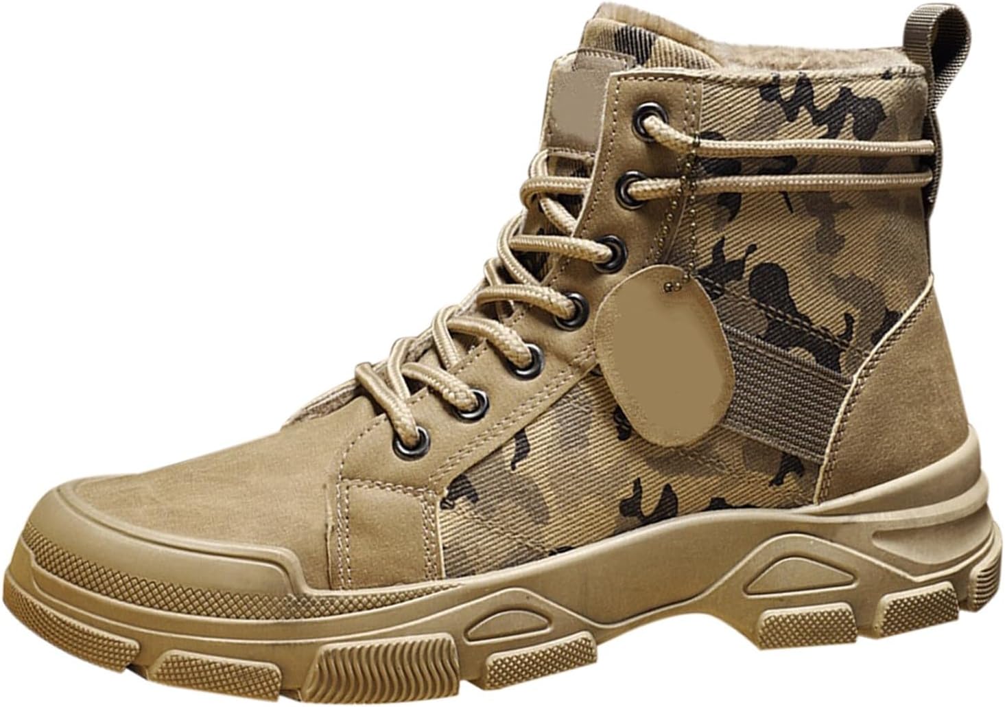 

Ботинки для боевых действий для женщин и мужчин, водонепроницаемые, с искусственным мехом, утепленные, на щиколотку, теплые средние по голени, для ходьбы, с нескользящей подошвой, шнуровкой, для походов Generic, бежевый