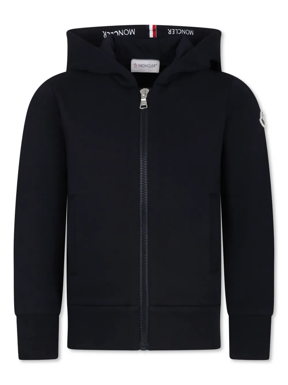 

Худи на молнии с нашивкой-логотипом Moncler Enfant, синий