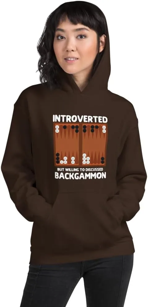 Худи Introverted willing to discuss backgammon | Унисекс худи Backgammon Generic, Dark Chocolate