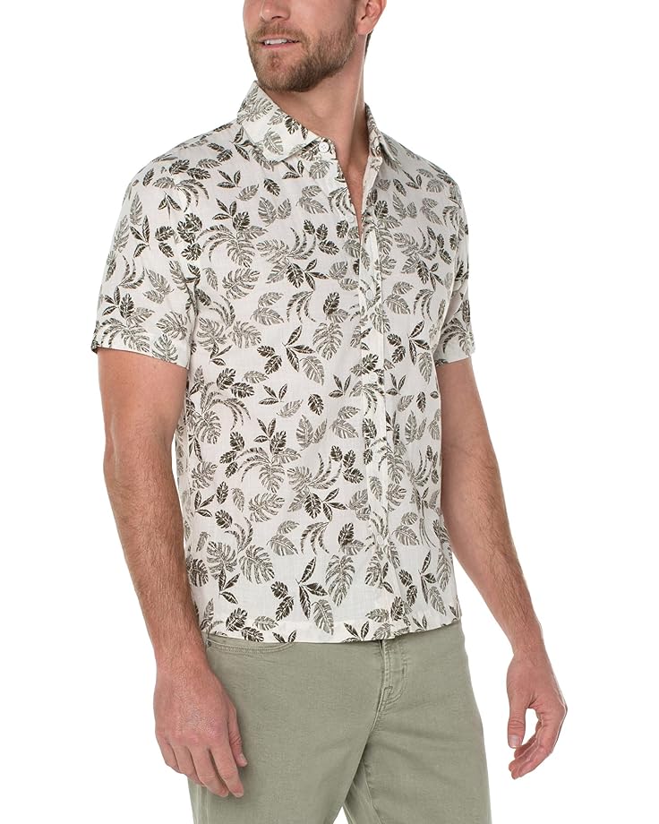 

Рубашка Liverpool Los Angeles Short Sleeve Palm Print Shirt, цвет Porcelain/Olive