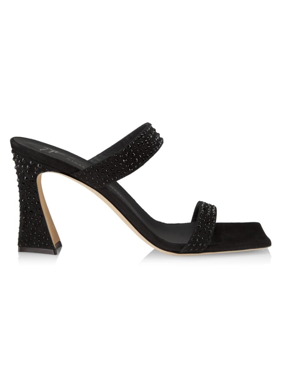 Сандалии из ванильных кристаллов и замши Giuseppe Zanotti, цвет Nero Crystal