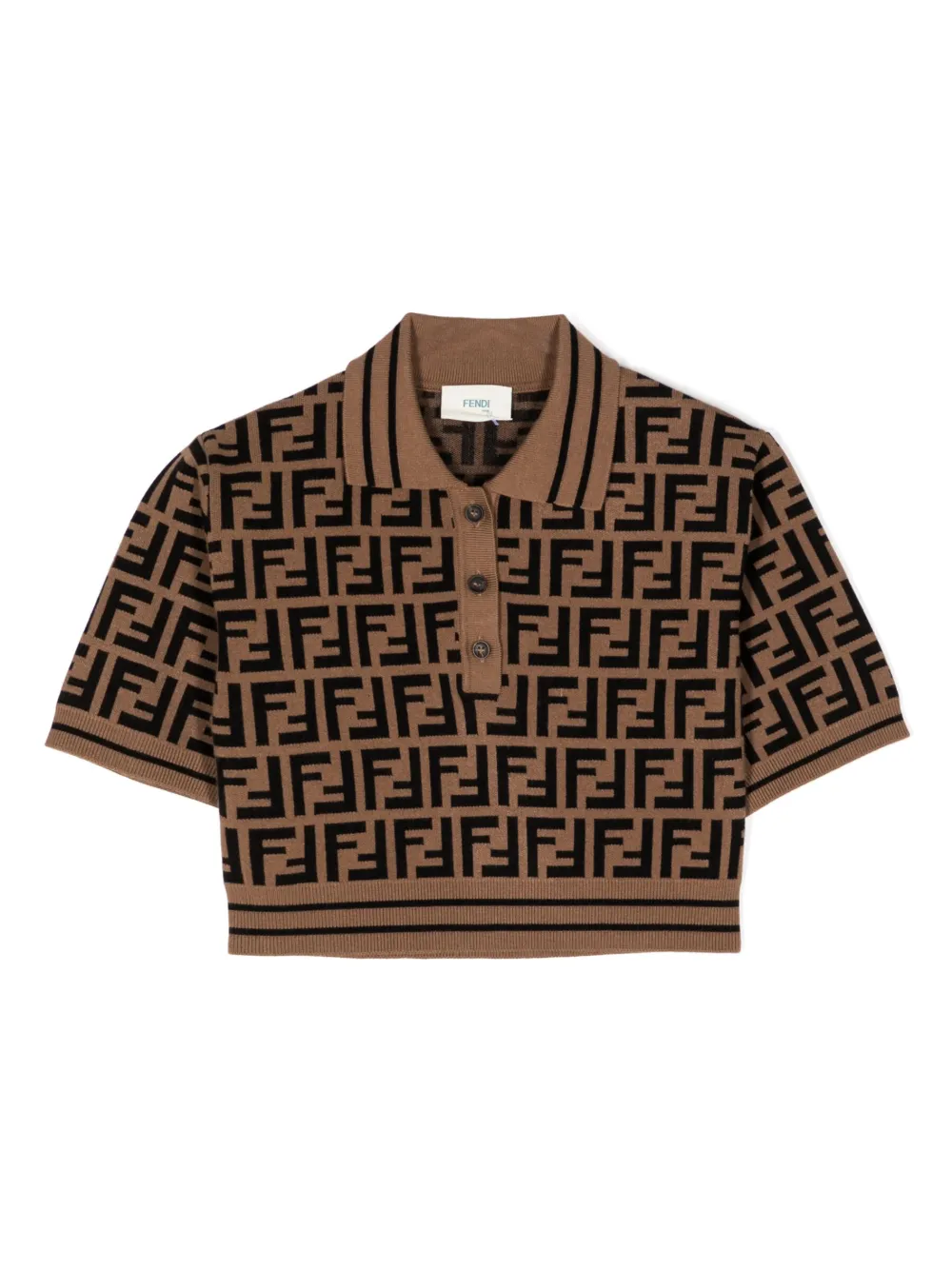 

Рубашка поло с логотипом FF FENDI KIDS, коричневый