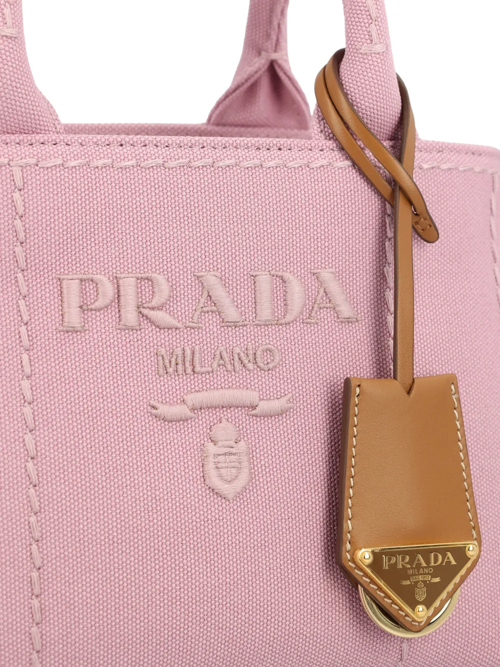 Сумка из хлопка с вышитой ручкой Prada, розовый — фото 4