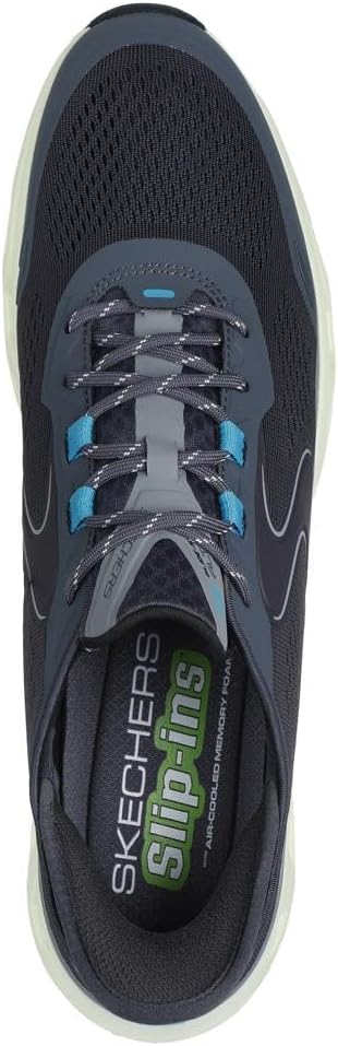 Мужские слипоны Skechers Hands Free: Go Walk Flex - обувь для плавного движения, Charcoal/Lime — фото 2