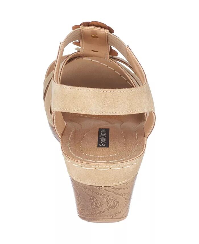 Женские босоножки на танкетке Beck с цветочным узором GC Shoes, бежевый — фото 3