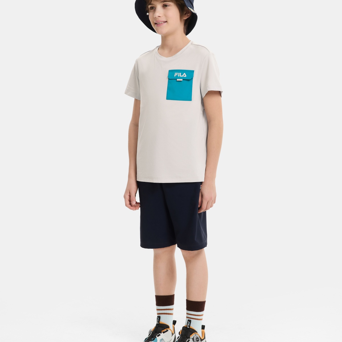 Футболка Outdoor Pocket, цвет light gray, детская FILA KIDS, светло-серый — фото 4