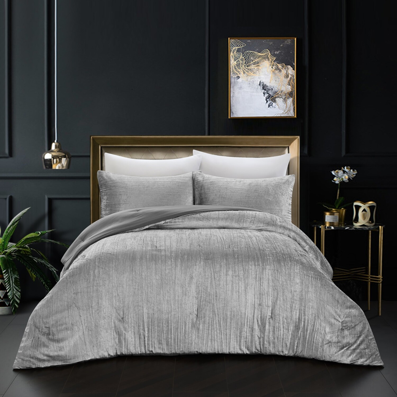 

Комплект бархатного одеяла Grace Living Tillie с подушками и одеялом, цвет Silver