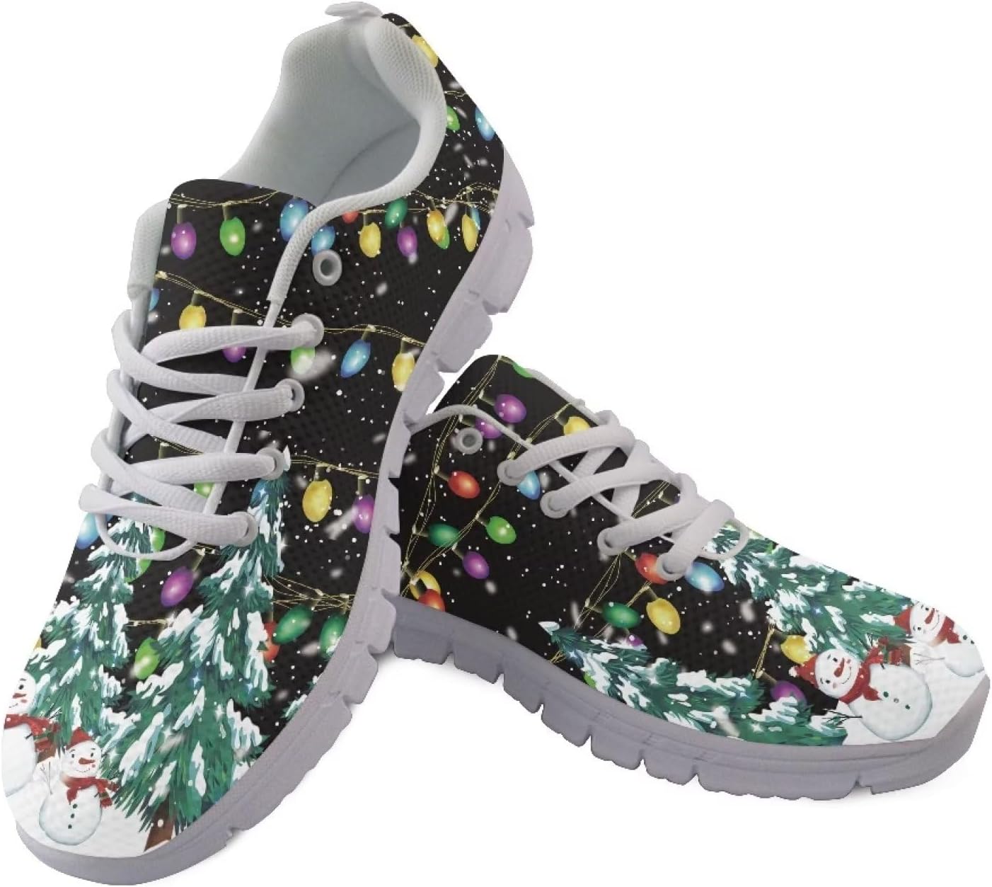 

Мужские кроссовки GIFTPUZZ для занятий спортом и бегом, дышащие сетчатые теннисные кроссовки с нескользящей подошвой, для тренировок в зале и путешествий, с мягкой нескользящей подошвой, Christmas Tree Light