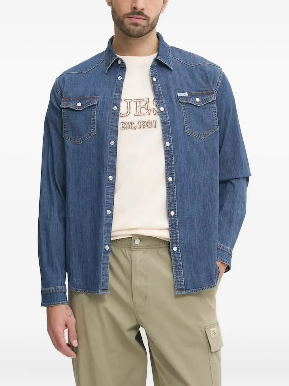 

Джинсовая рубашка с карманами Guess Usa, синий