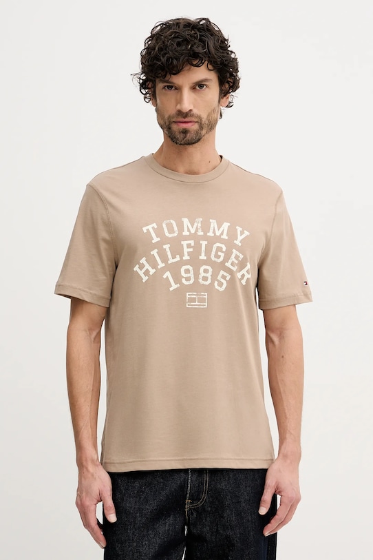 

Хлопковая футболка Tommy Hilfiger, бежевый